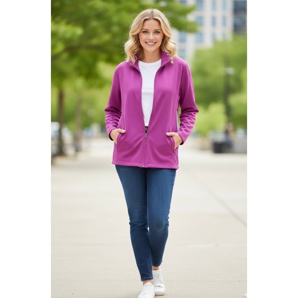 Land's End Women's 3X 24-26 Activewear Jacket Pink full zip Long Sleeves Pockets